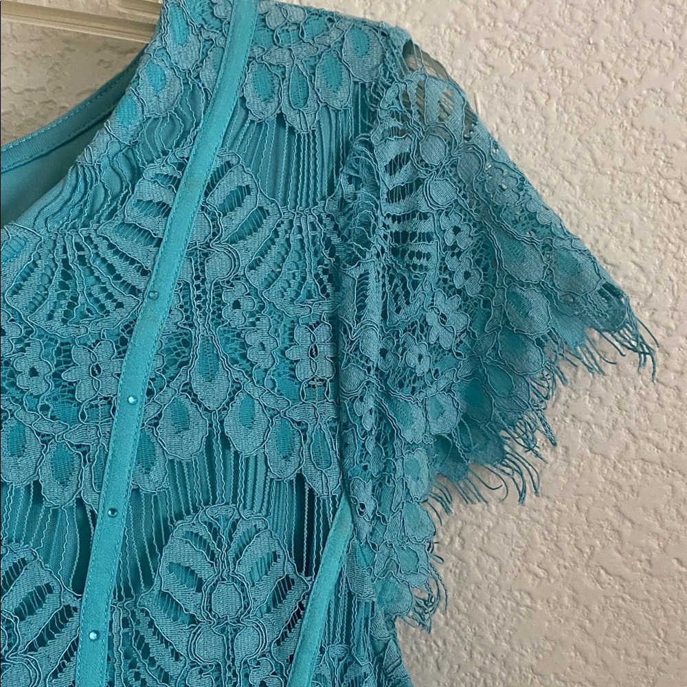 REBA Turquoise Lace Midi Dress - Picture 4 of 16